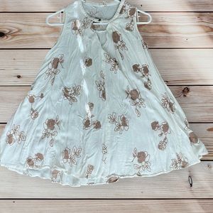 Pink Blush Floral Embroidered Oversized Sleeveless Blouse w/ Keyhole neck